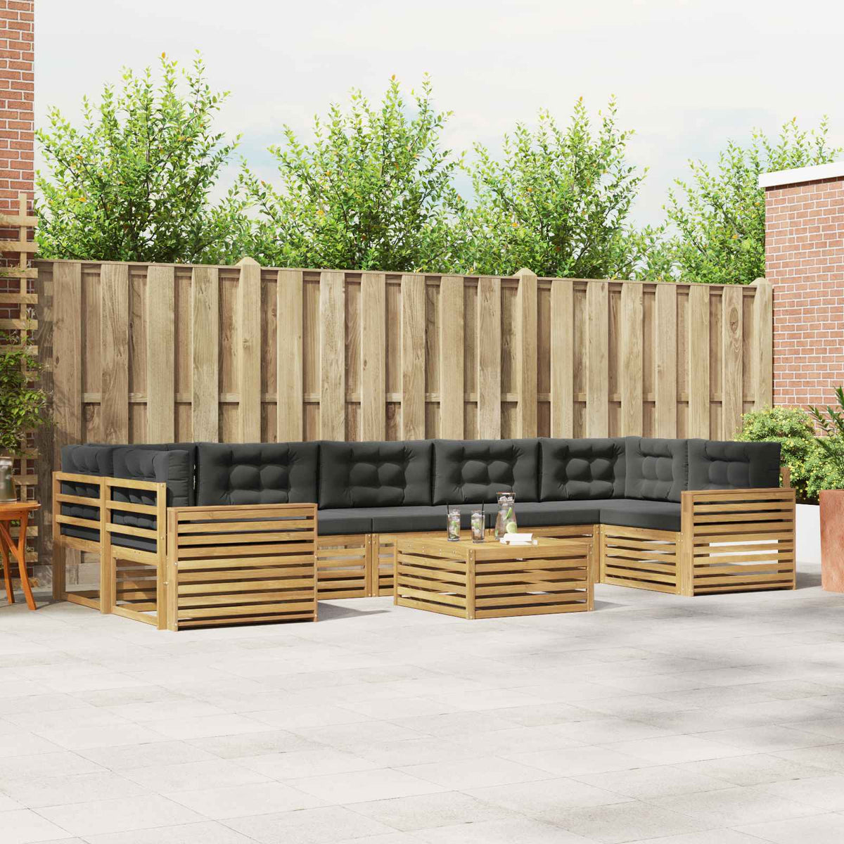 Buiten bankenset 8 pcs Wit en antracietkleurig is nu te koop bij PeponiXL, paradijselijk wonen!