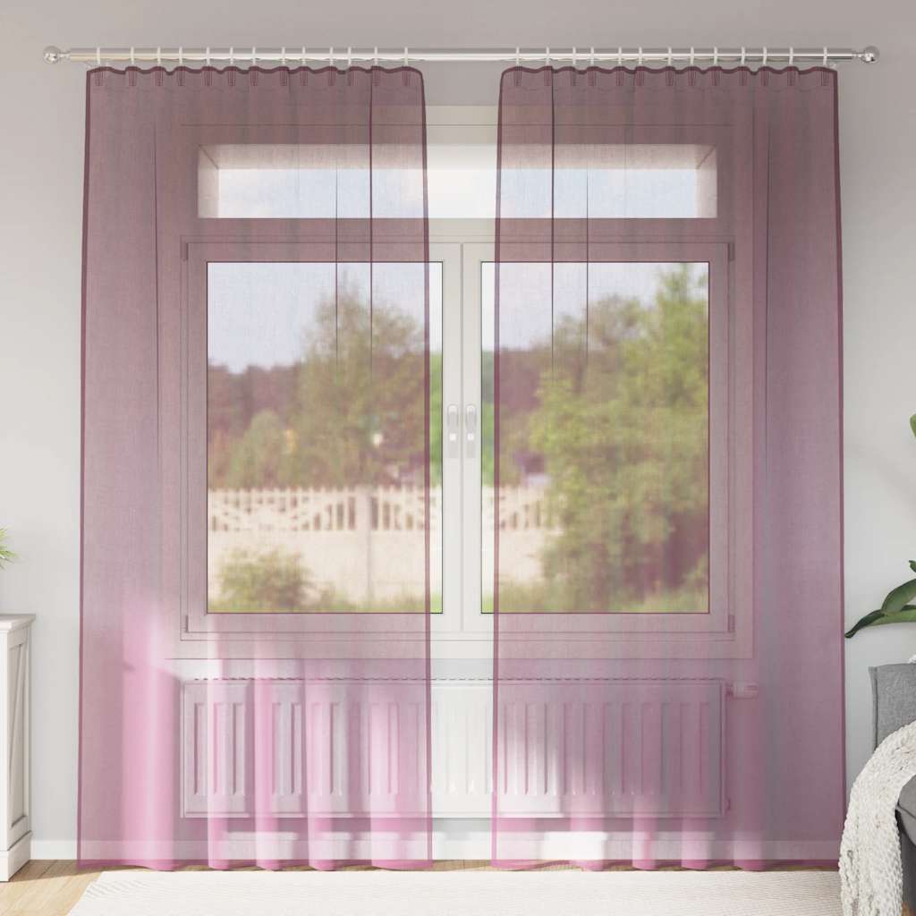 Gordijnen voile met roedezakken 2 st paars is nu te koop bij PeponiXL, paradijselijk wonen!