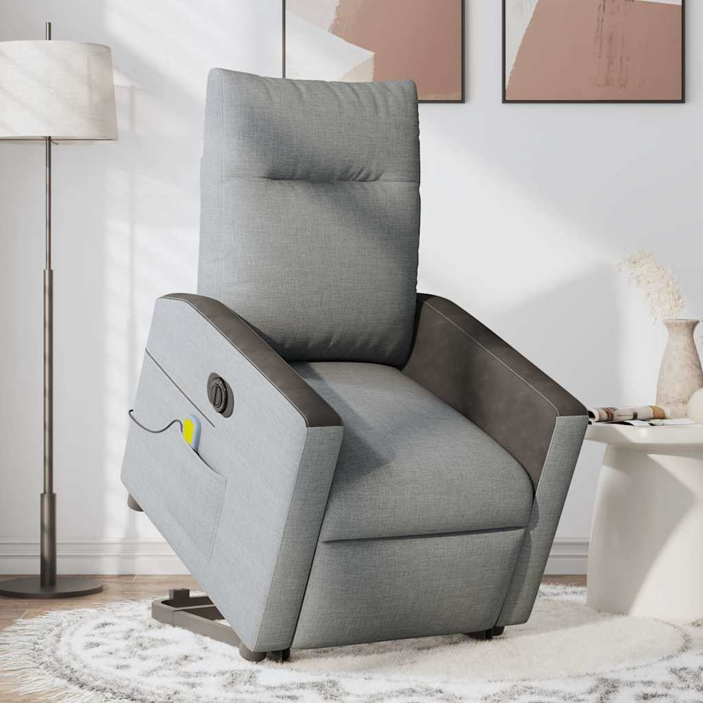 Sta-op-massagestoel elektrisch verstelbaar stof lichtgrijs is nu te koop bij PeponiXL, paradijselijk wonen!