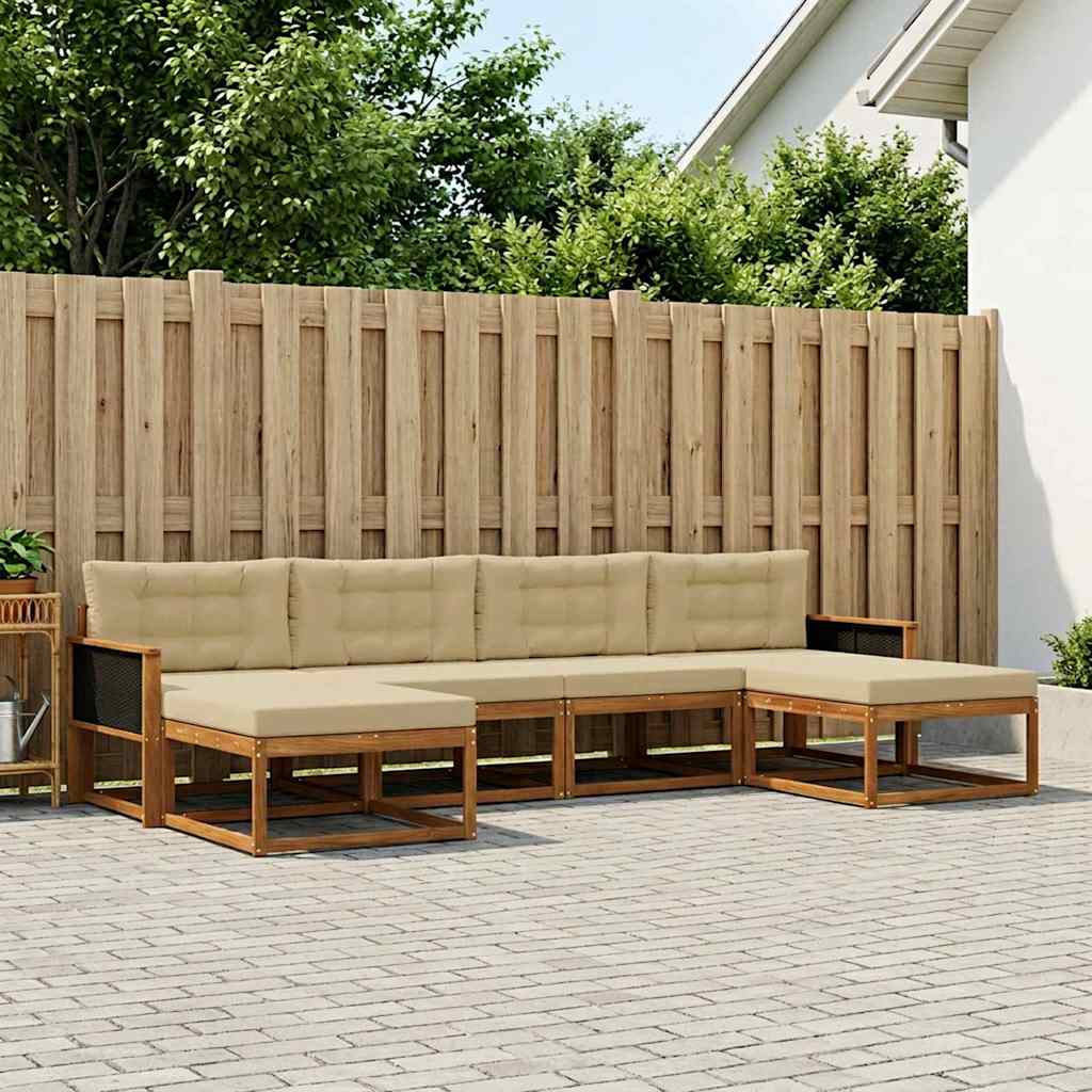 Buiten bankenset met kussen 6 pcs Natuurlijk en Beige is nu te koop bij PeponiXL, paradijselijk wonen!