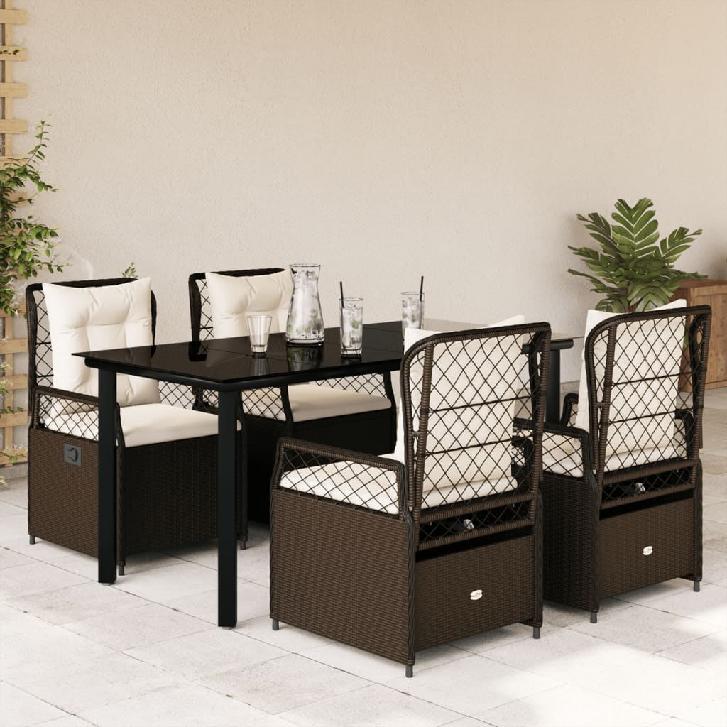 5-delige Tuinset met kussens poly rattan bruin is nu te koop bij PeponiXL, paradijselijk wonen!