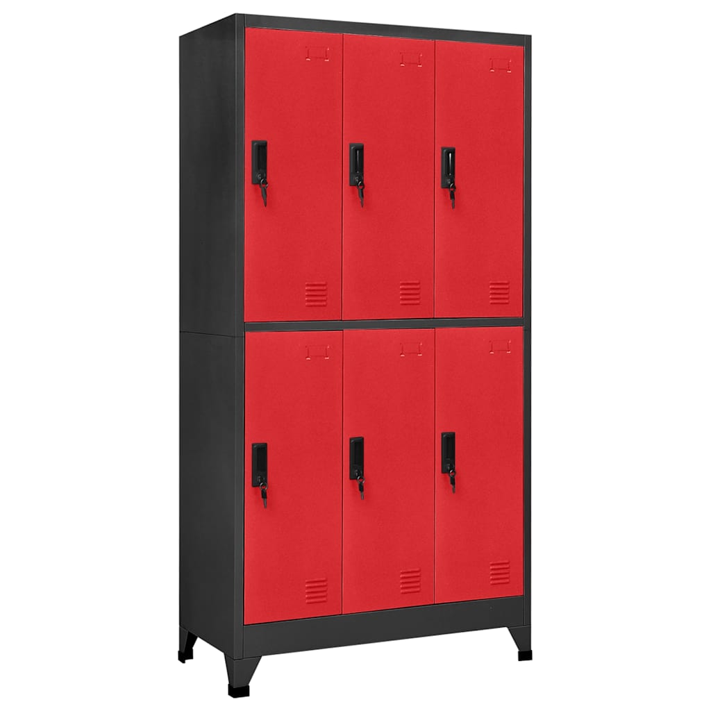 Lockerkast 90x45x180 cm staal antracietkleurig en rood is nu te koop bij PeponiXL, paradijselijk wonen!