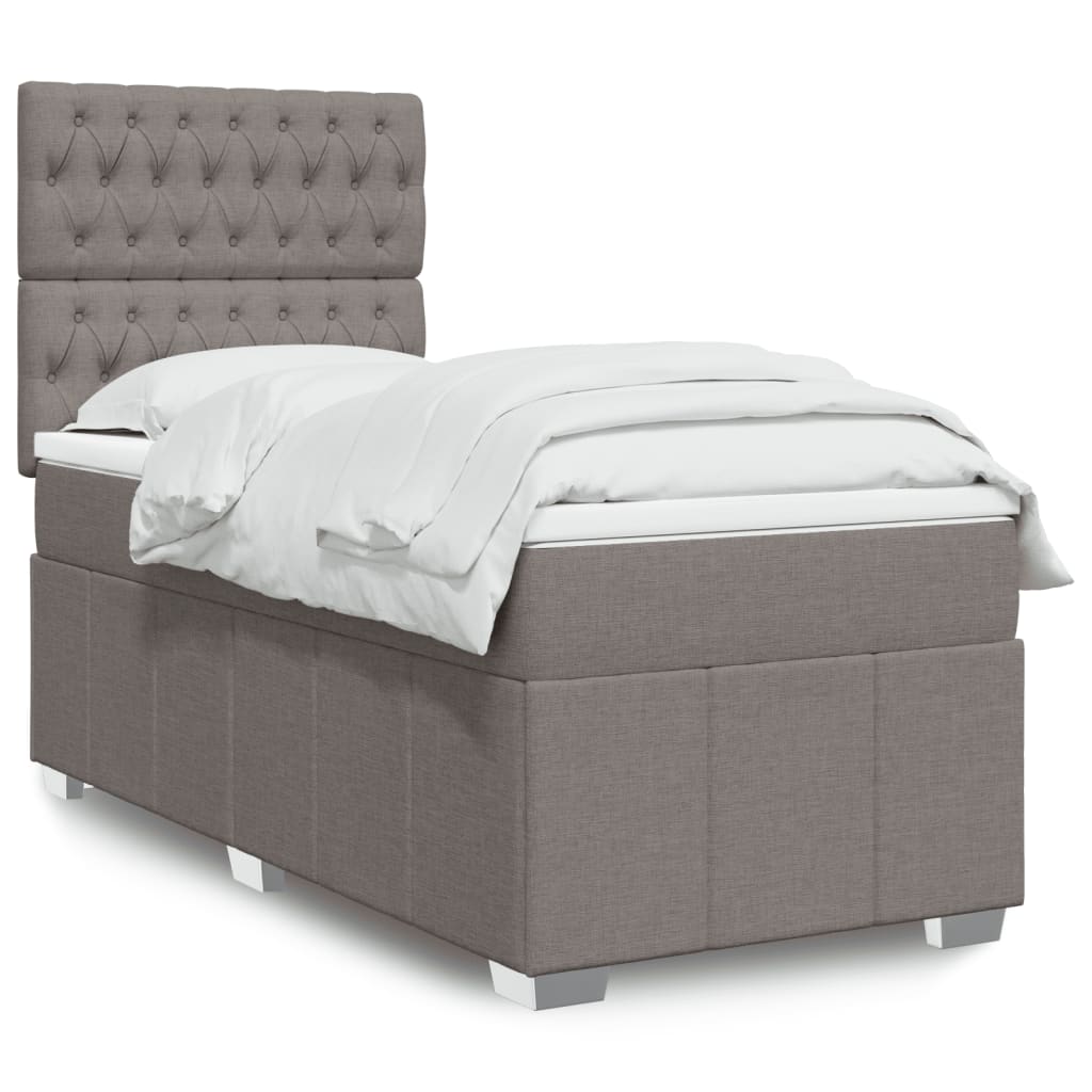 Boxspring met matras stof taupe 90x200 cm is nu te koop bij PeponiXL, paradijselijk wonen!