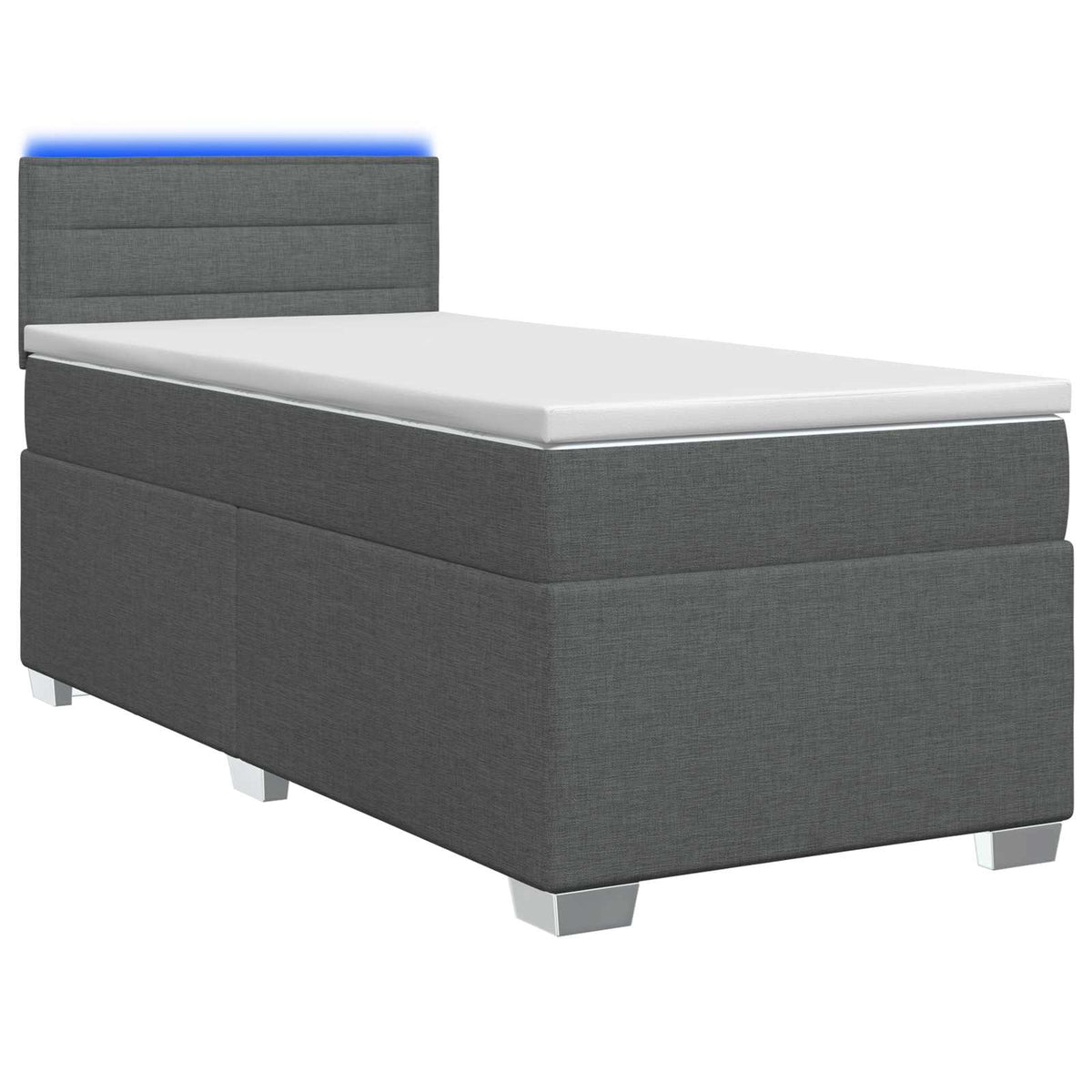 Boxspring Bed met Matras en LED Donkergrijs Enkel Stof is nu te koop bij PeponiXL, paradijselijk wonen!