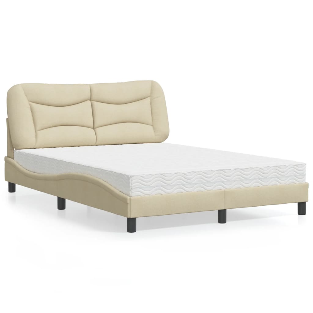 Bed met matras "Hvar" stof crèmekleurig 140x200 cm is nu te koop bij PeponiXL, paradijselijk wonen!