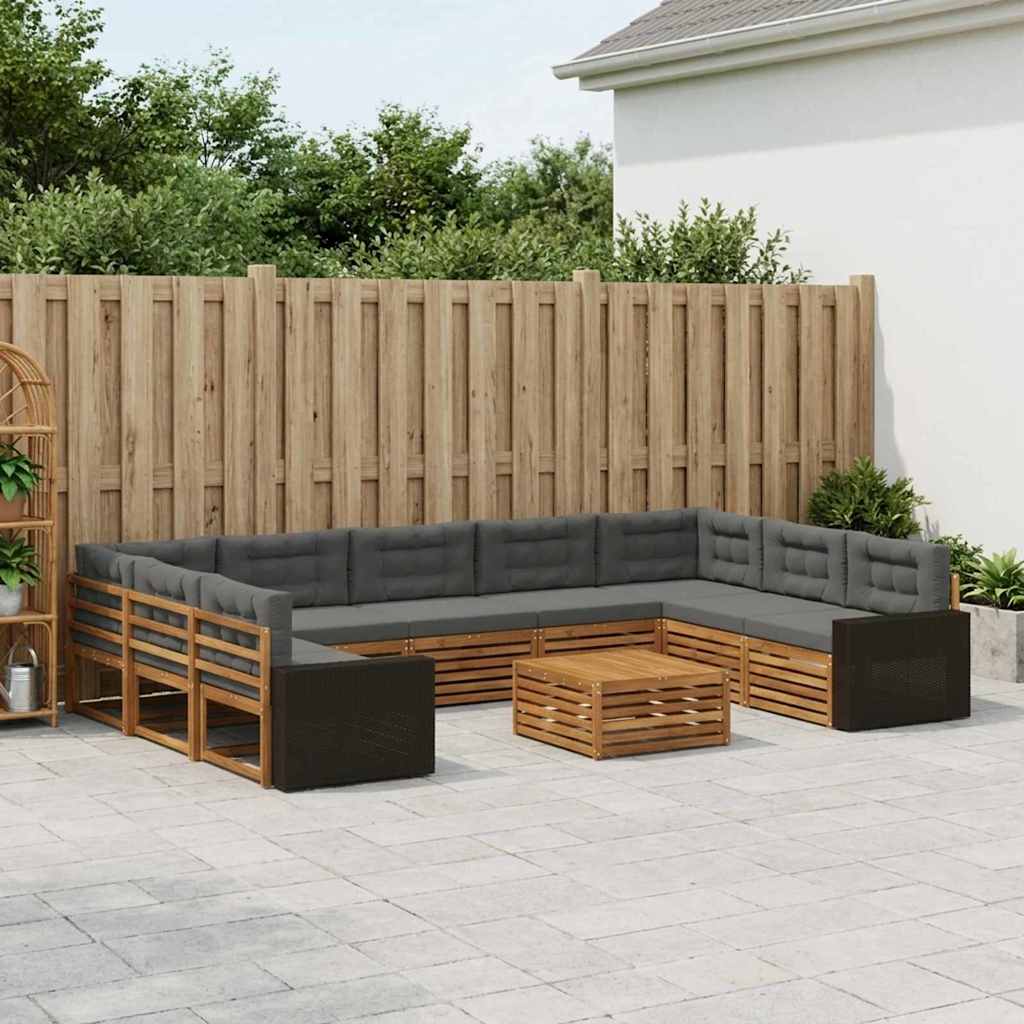 Buiten bankenset met kussen 10 pcs Natuurlijk en Antraciet is nu te koop bij PeponiXL, paradijselijk wonen!