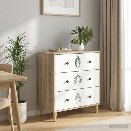 Ladekast HANAU Groene bladerenprint 66 x 36,5 x 75 cm Sonoma is nu te koop bij PeponiXL, paradijselijk wonen!