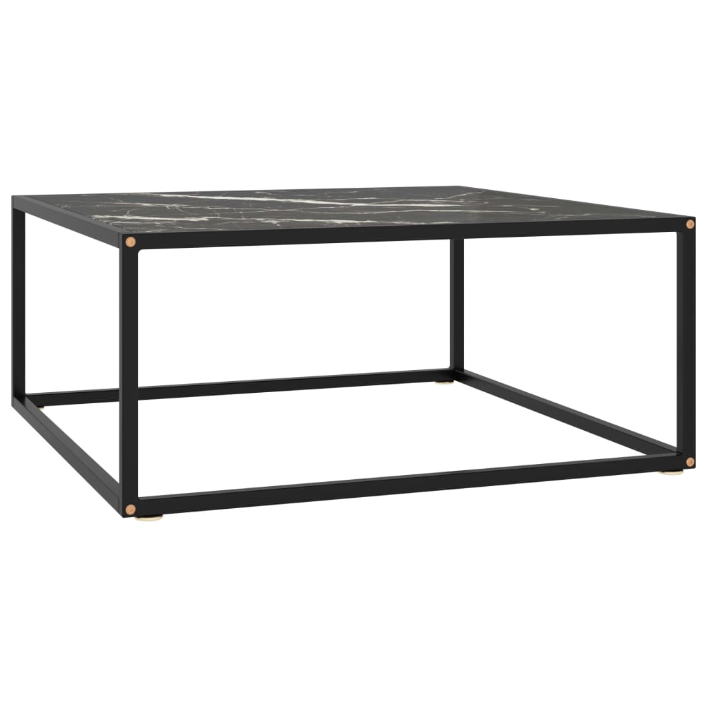 Salontafel met zwart marmerglas 80x80x35 cm zwart is nu te koop bij PeponiXL, paradijselijk wonen!