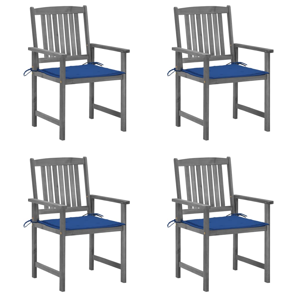 Tuinstoelen 4 st met kussens massief acaciahout grijs is nu te koop bij PeponiXL, paradijselijk wonen!