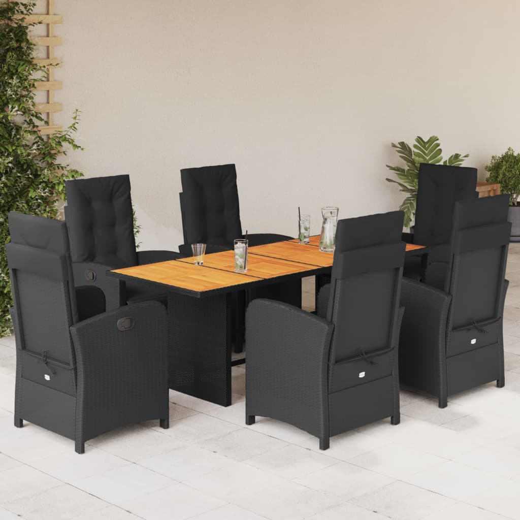 7-delige Tuinset met kussens poly rattan zwart is nu te koop bij PeponiXL, paradijselijk wonen!