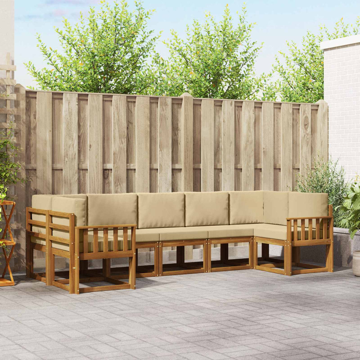 Buiten bankenset met kussen 7 pcs Natuurlijk en Beige is nu te koop bij PeponiXL, paradijselijk wonen!
