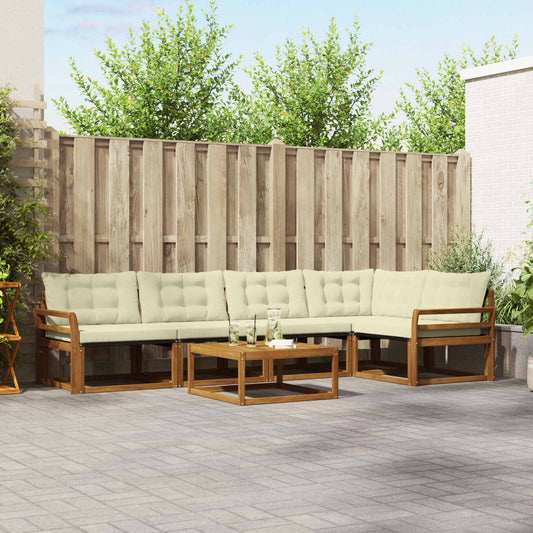 Buiten bankenset met kussen 6 pcs Natuurlijk en Crème is nu te koop bij PeponiXL, paradijselijk wonen!