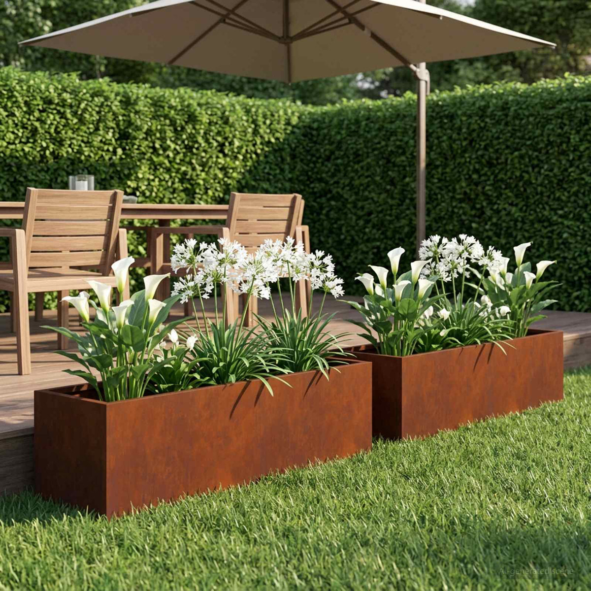 Plantenbak 2 st Roestkleurig 80 x 20 x 20 cm weervast staal is nu te koop bij PeponiXL, paradijselijk wonen!