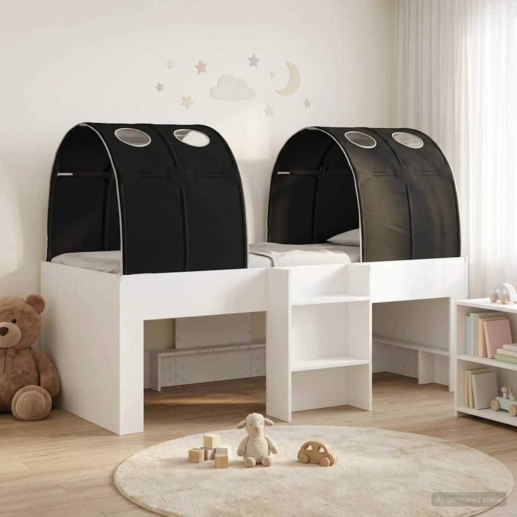 Bed met Tunnel 3 st Wit en zwart Bewerkt hout is nu te koop bij PeponiXL, paradijselijk wonen!