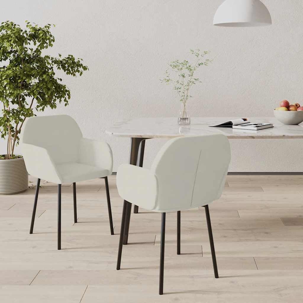 Eetkamerstoelen 2 st fluweel crèmekleurig is nu te koop bij PeponiXL, paradijselijk wonen!