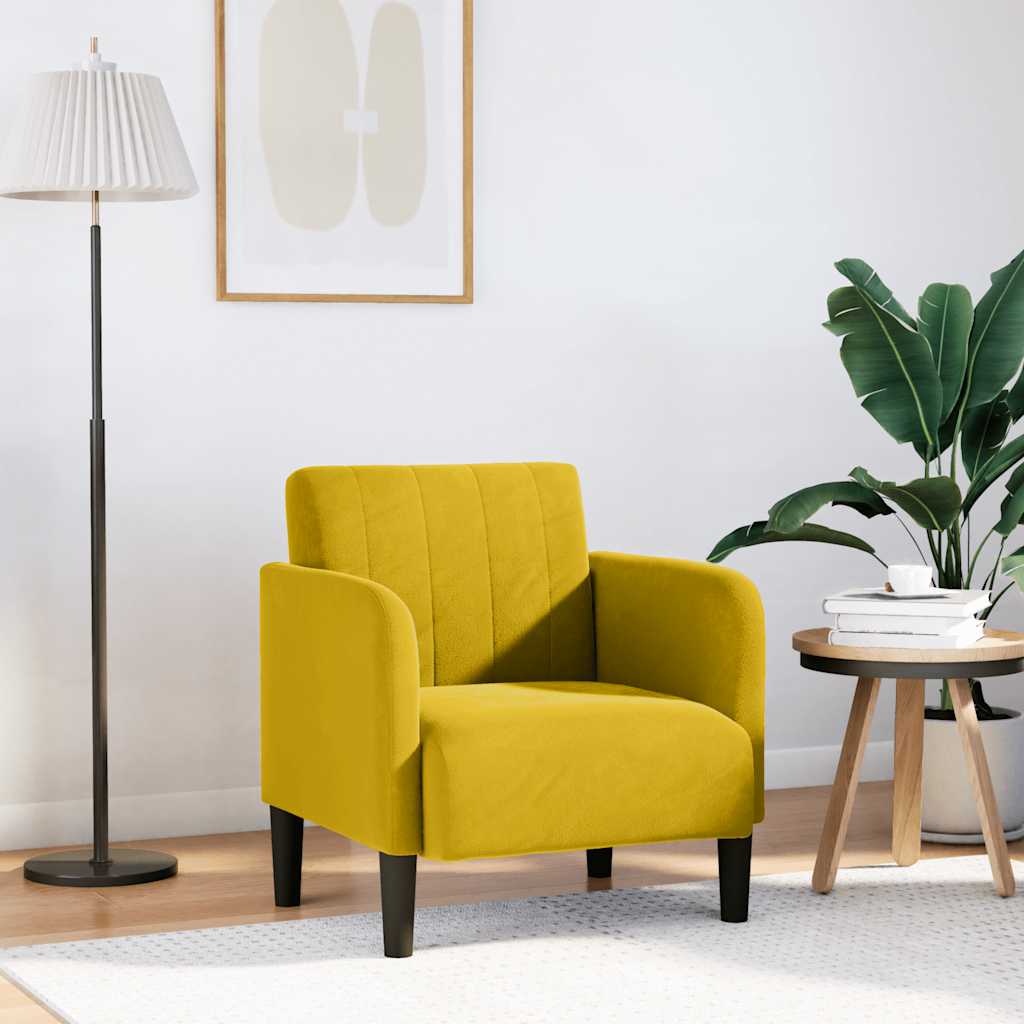 Fauteuil met armleuningen 54 cm fluweel geel is nu te koop bij PeponiXL, paradijselijk wonen!