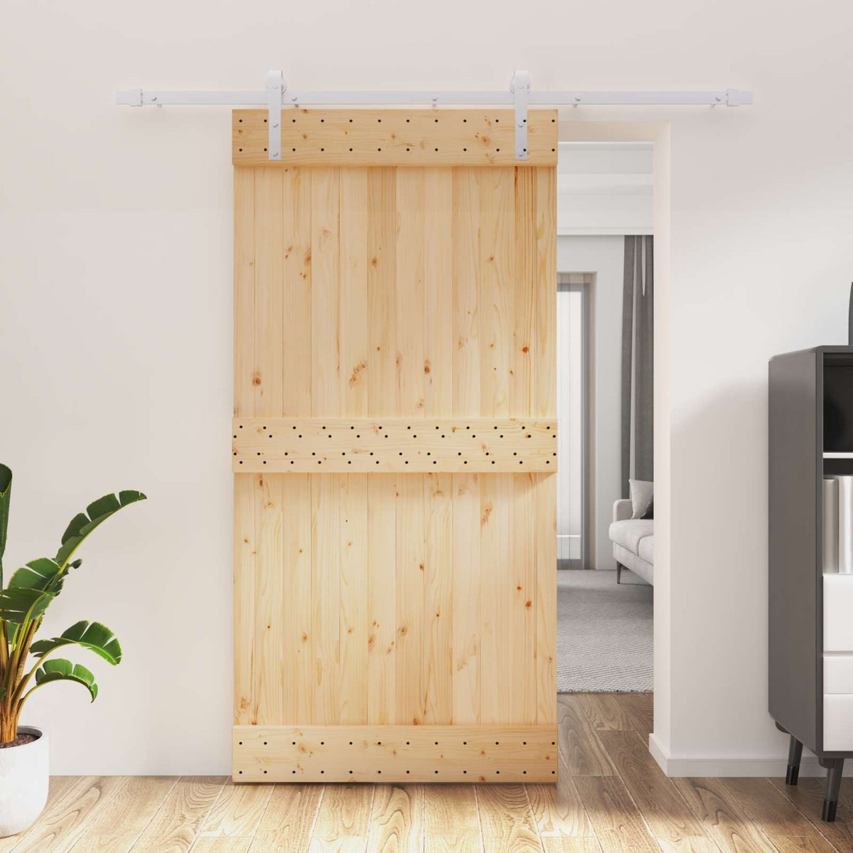 Schuifdeur Natuurlijk en Wit 100 x 210 cm Massief Grenenhout is nu te koop bij PeponiXL, paradijselijk wonen!