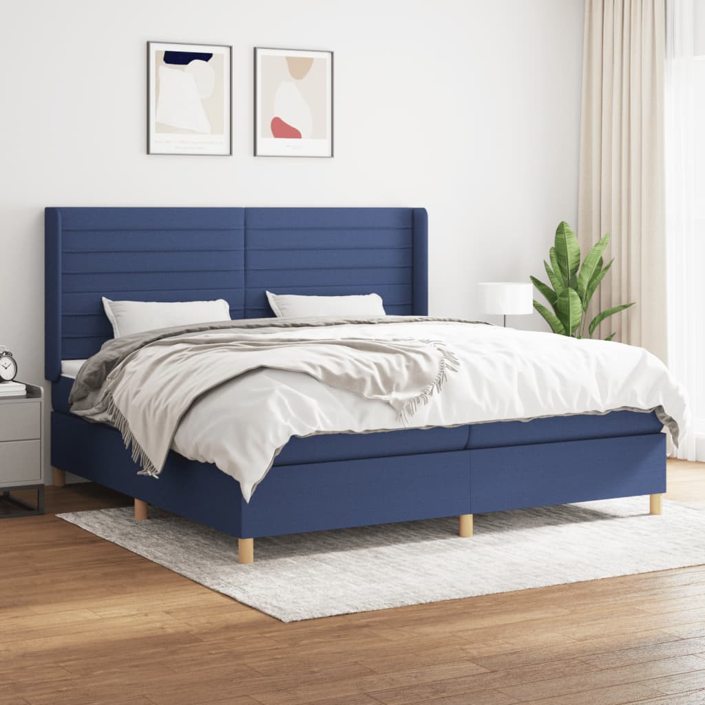 Boxspring met matras stof blauw 200x200 cm is nu te koop bij PeponiXL, paradijselijk wonen!
