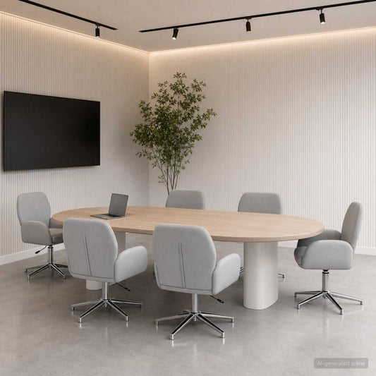 Draaiende Bureaustoelen 6 st 54 x 58 x 90 cm Lichtgrijs Stof is nu te koop bij PeponiXL, paradijselijk wonen!