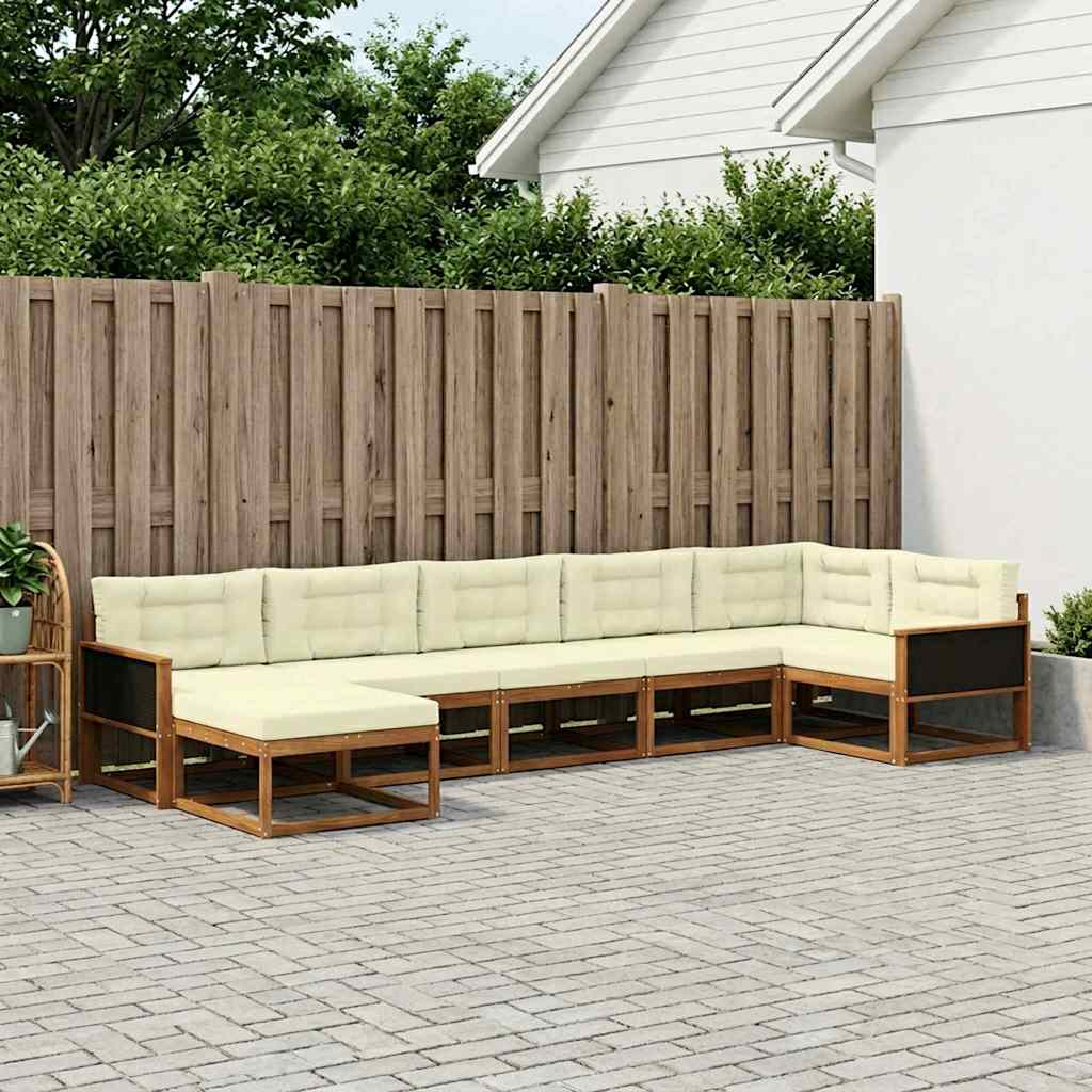 Buiten bankenset met kussen 7 pcs Natuurlijk en Crème is nu te koop bij PeponiXL, paradijselijk wonen!