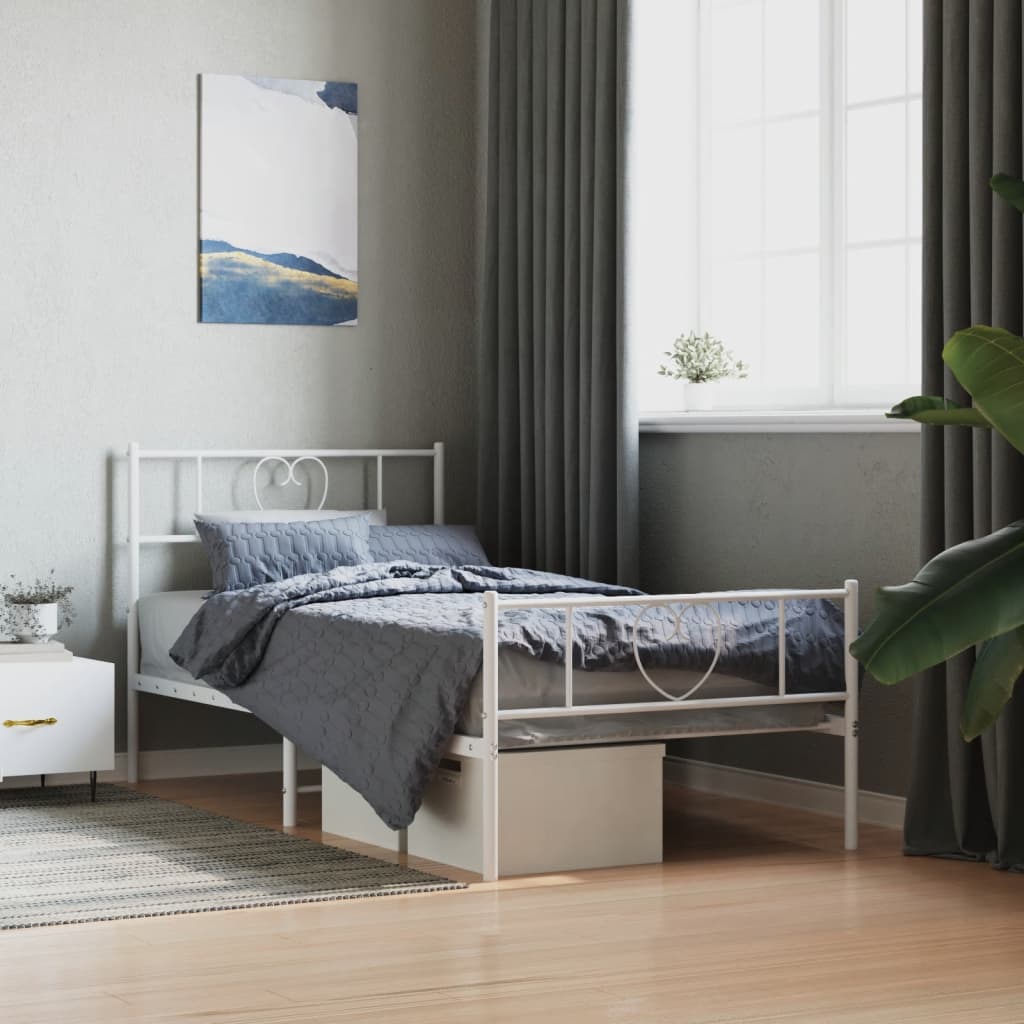 Bedframe met hoofd- en voeteneinde metaal wit 107x203 cm is nu te koop bij PeponiXL, paradijselijk wonen!