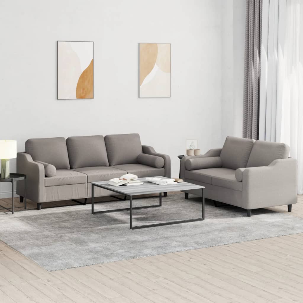 2-delige Loungeset met kussens stof taupe is nu te koop bij PeponiXL, paradijselijk wonen!