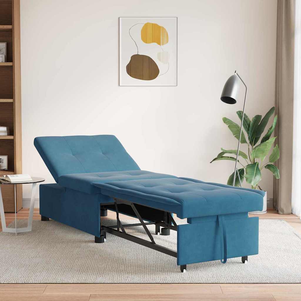 Slaapbank Blauw 194 x 67 x 82 cm Fluweel is nu te koop bij PeponiXL, paradijselijk wonen!