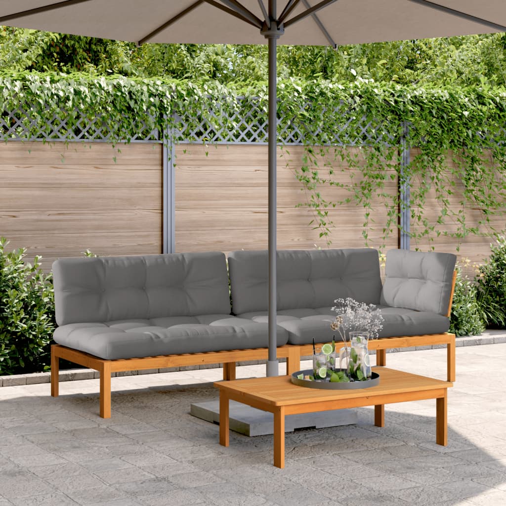 3-delige Loungeset pallet met kussens massief acaciahout is nu te koop bij PeponiXL, paradijselijk wonen!