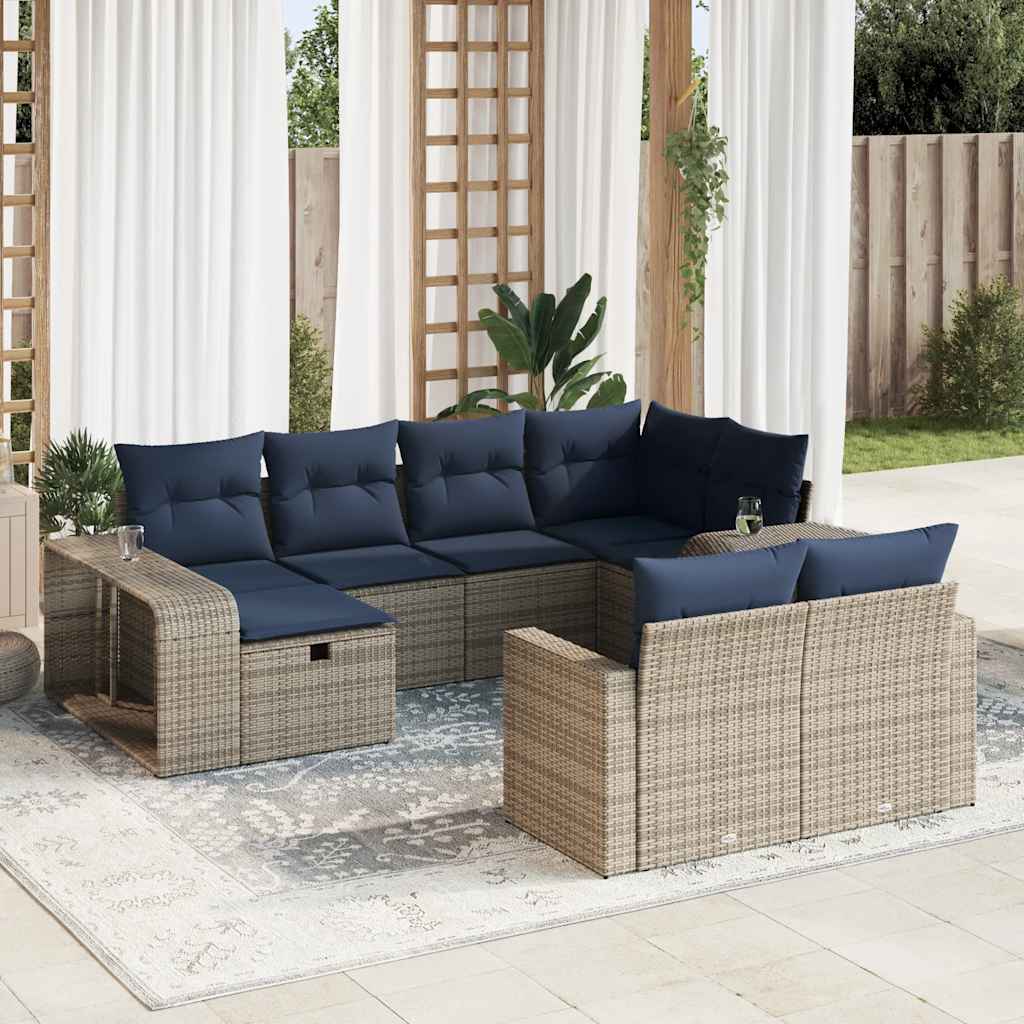 10-delige Loungeset met kussens poly rattan grijs is nu te koop bij PeponiXL, paradijselijk wonen!