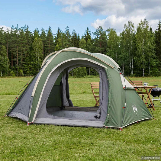 Trekkingtent met regenhoes waterdicht 3-persoons Groen is nu te koop bij PeponiXL, paradijselijk wonen!