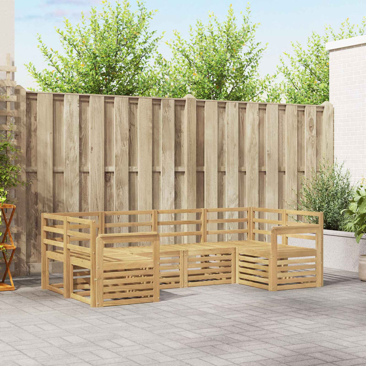 Buiten bankenset 6 pcs Wit 245 x 128,5 x 73 cm is nu te koop bij PeponiXL, paradijselijk wonen!