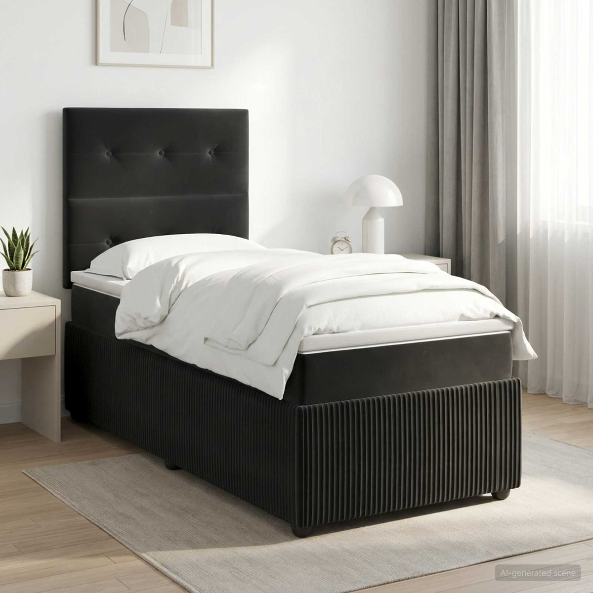 Boxspringbed met matras Zwart 100 x 200 cm Fluweel is nu te koop bij PeponiXL, paradijselijk wonen!