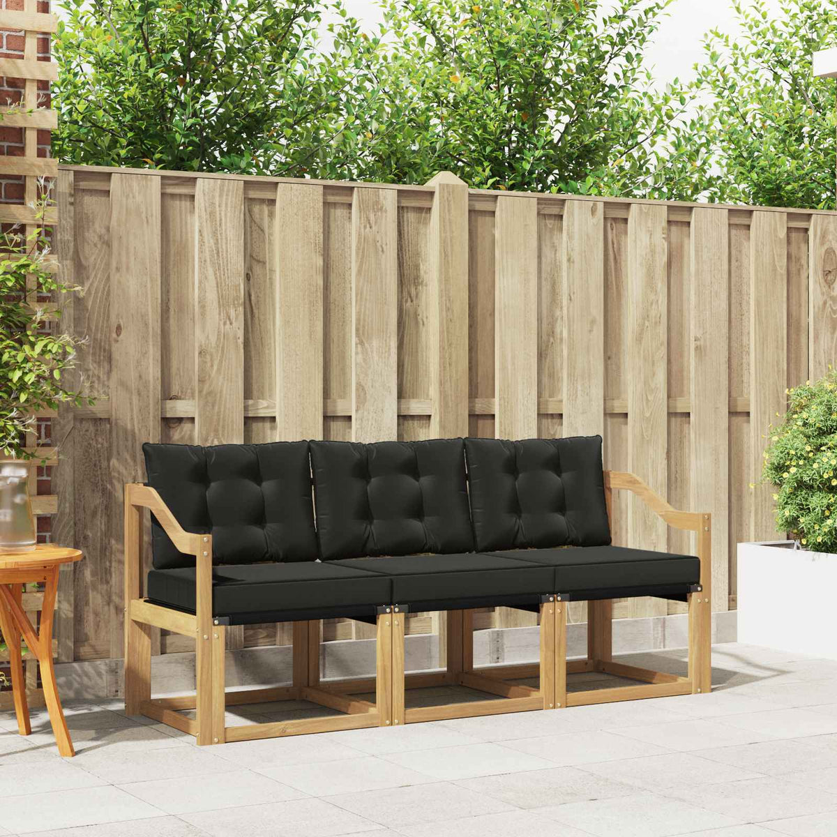 Buiten bankenset met kussen 3 pcs Wit en zwart is nu te koop bij PeponiXL, paradijselijk wonen!