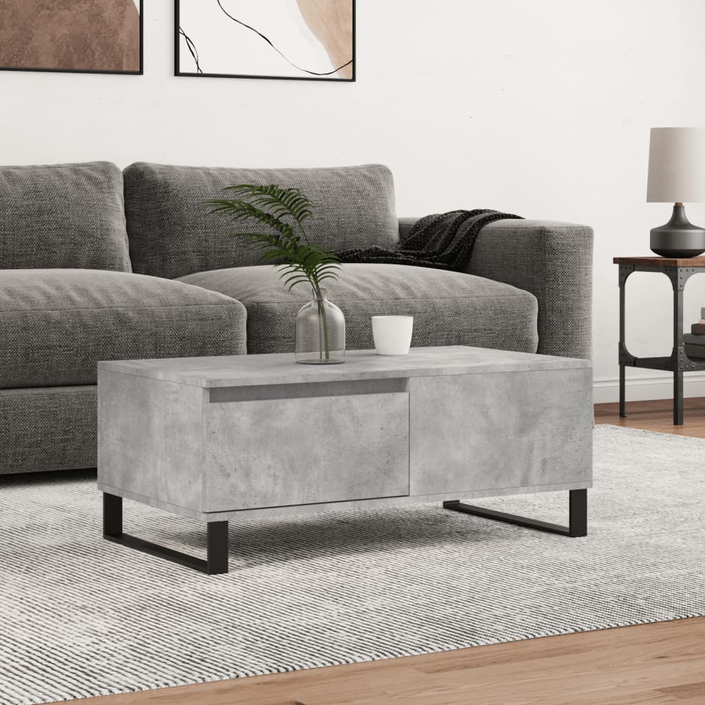 Salontafel 90x50x36,5 cm bewerkt hout betongrijs is nu te koop bij PeponiXL, paradijselijk wonen!