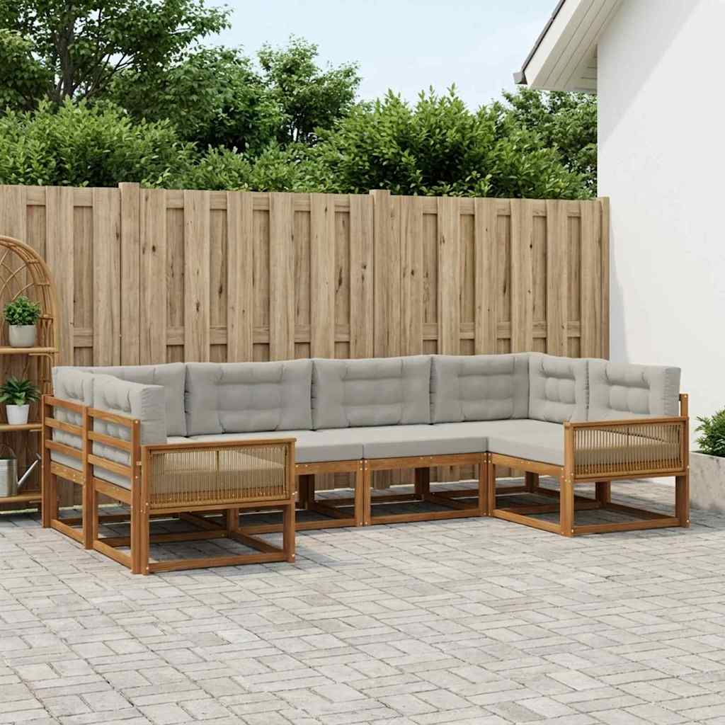 Buiten bankenset met kussen 6 pcs Naturel en lichtgrijs is nu te koop bij PeponiXL, paradijselijk wonen!