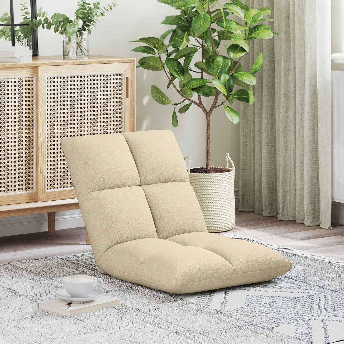 Vloerstoel Crème 50 x 61 x 57 cm Stof is nu te koop bij PeponiXL, paradijselijk wonen!