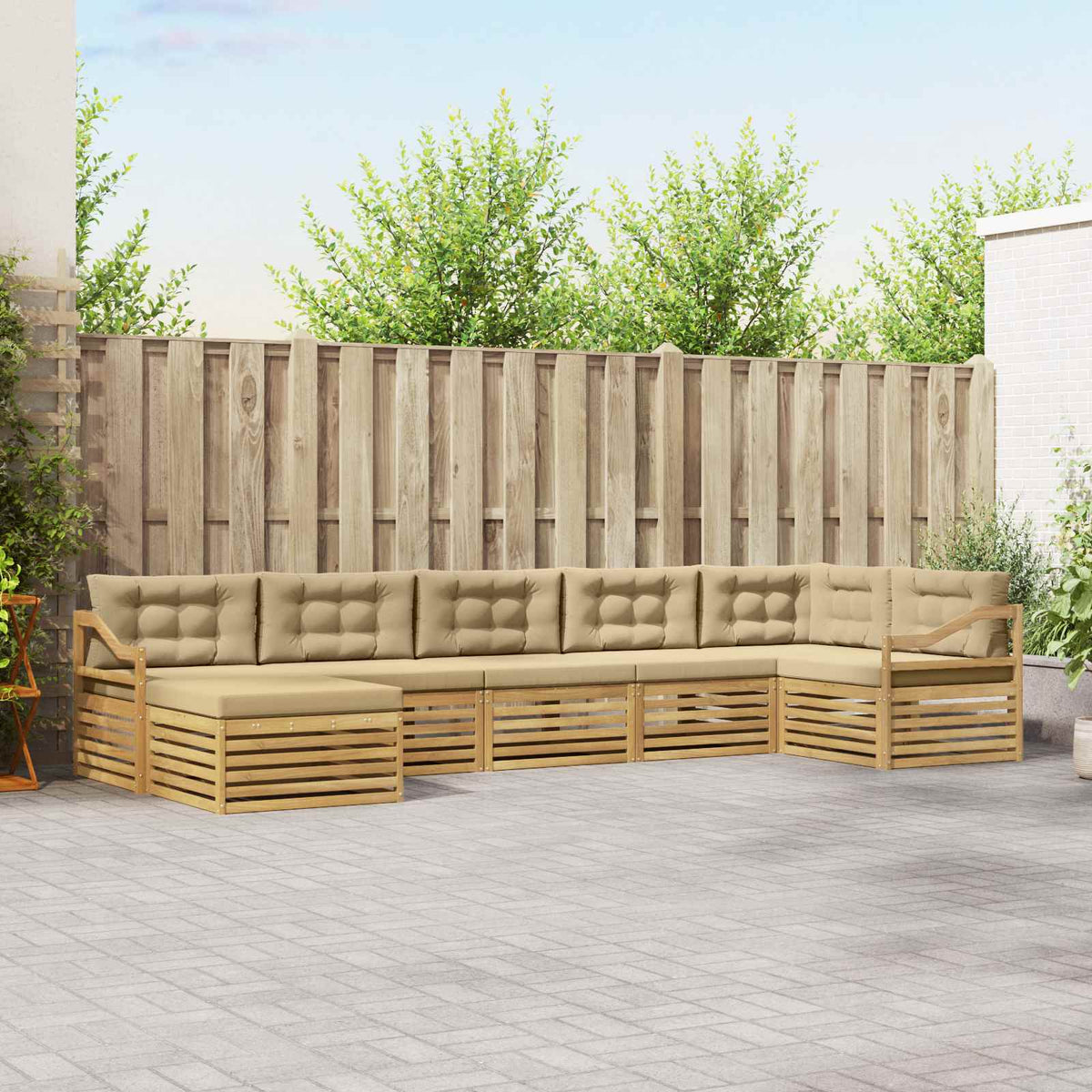 Buiten bankenset 7 pcs Wit en Beige is nu te koop bij PeponiXL, paradijselijk wonen!