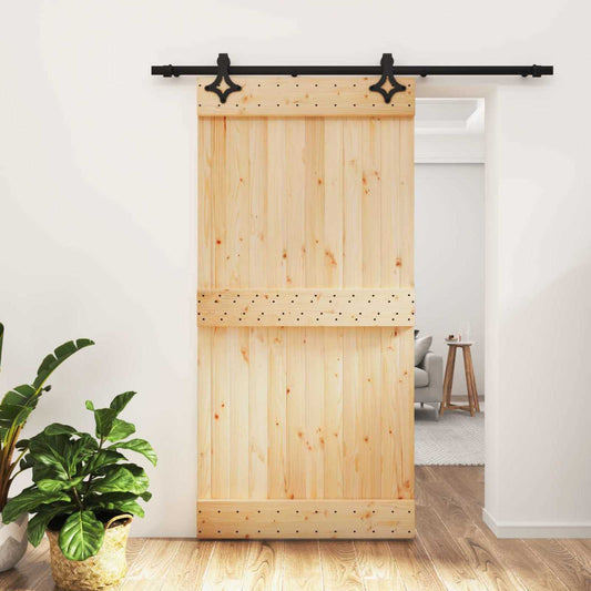 Schuifdeur Naturel en Zwart 100 x 210 cm Massief Grenenhout is nu te koop bij PeponiXL, paradijselijk wonen!