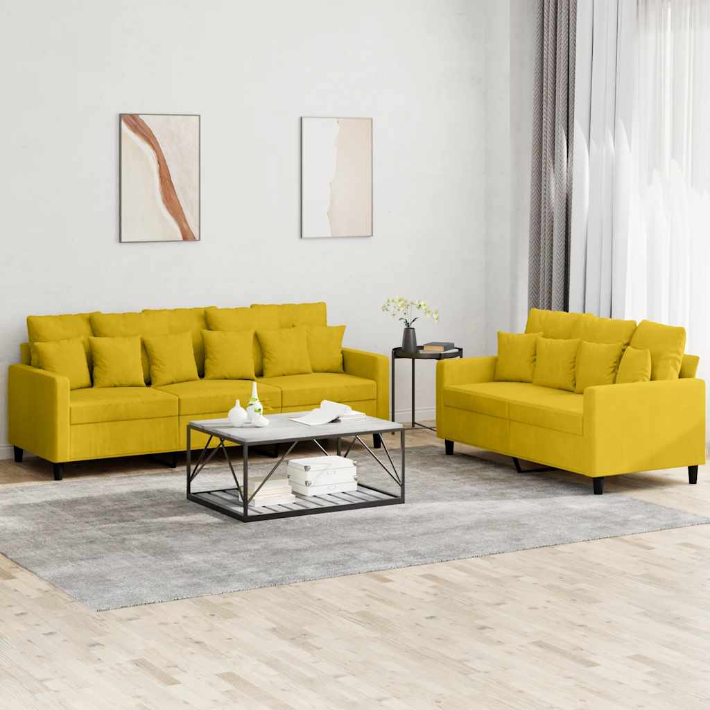 2-delige Loungeset met kussens fluweel geel is nu te koop bij PeponiXL, paradijselijk wonen!