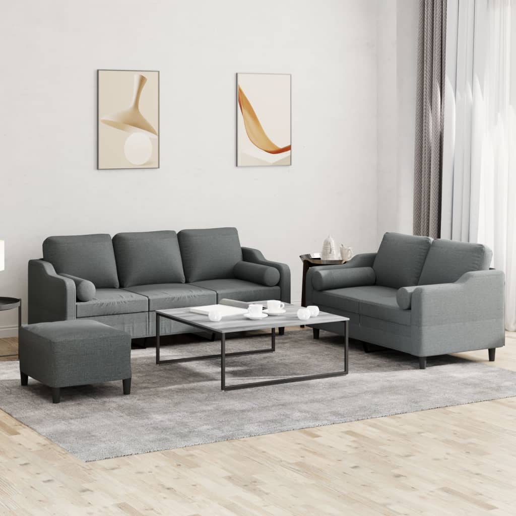 3-delige Loungeset met kussens stof donkergrijs is nu te koop bij PeponiXL, paradijselijk wonen!