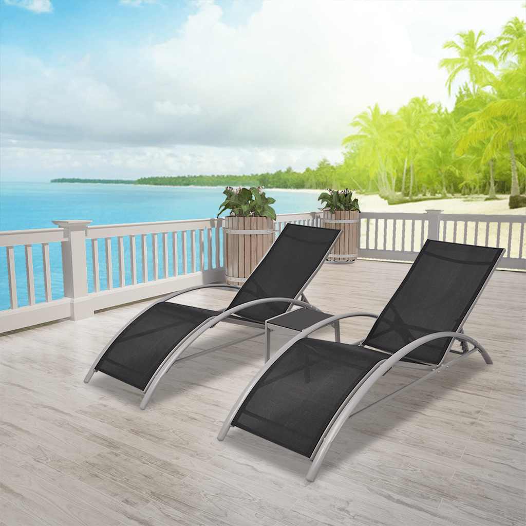 Ligbedden met tafel aluminium zwart is nu te koop bij PeponiXL, paradijselijk wonen!