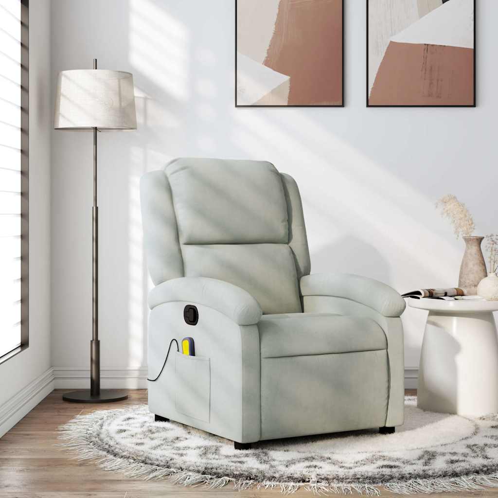 Massagestoel lichtgrijs fluweel is nu te koop bij PeponiXL, paradijselijk wonen!