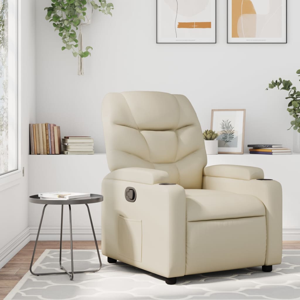 Relaxfauteuil Crème Kunstleer is nu te koop bij PeponiXL, paradijselijk wonen!