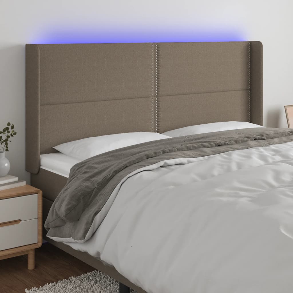 Hoofdbord LED 183x16x118/128 cm stof taupe is nu te koop bij PeponiXL, paradijselijk wonen!