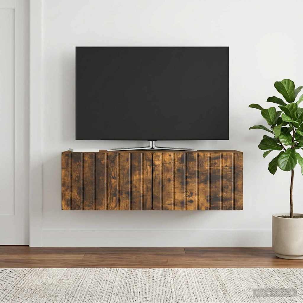 Wandbeugel TV-kast Gerookt eiken 98 x 31 x 30 cm Bewerkt hout is nu te koop bij PeponiXL, paradijselijk wonen!
