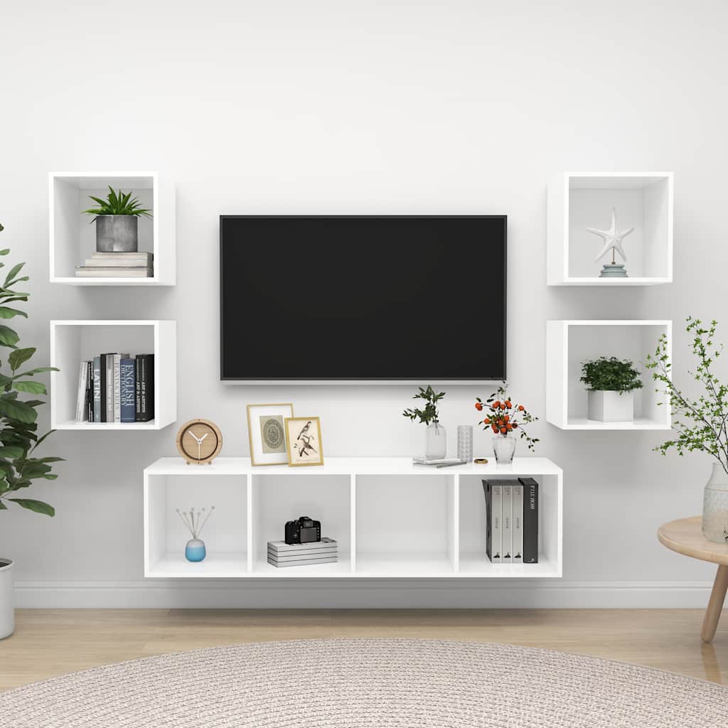 5-delige Tv-meubelset spaanplaat wit is nu te koop bij PeponiXL, paradijselijk wonen!
