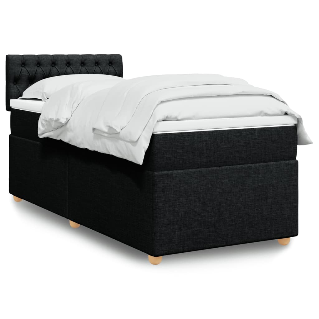 Boxspring met matras stof zwart 100x200 cm is nu te koop bij PeponiXL, paradijselijk wonen!