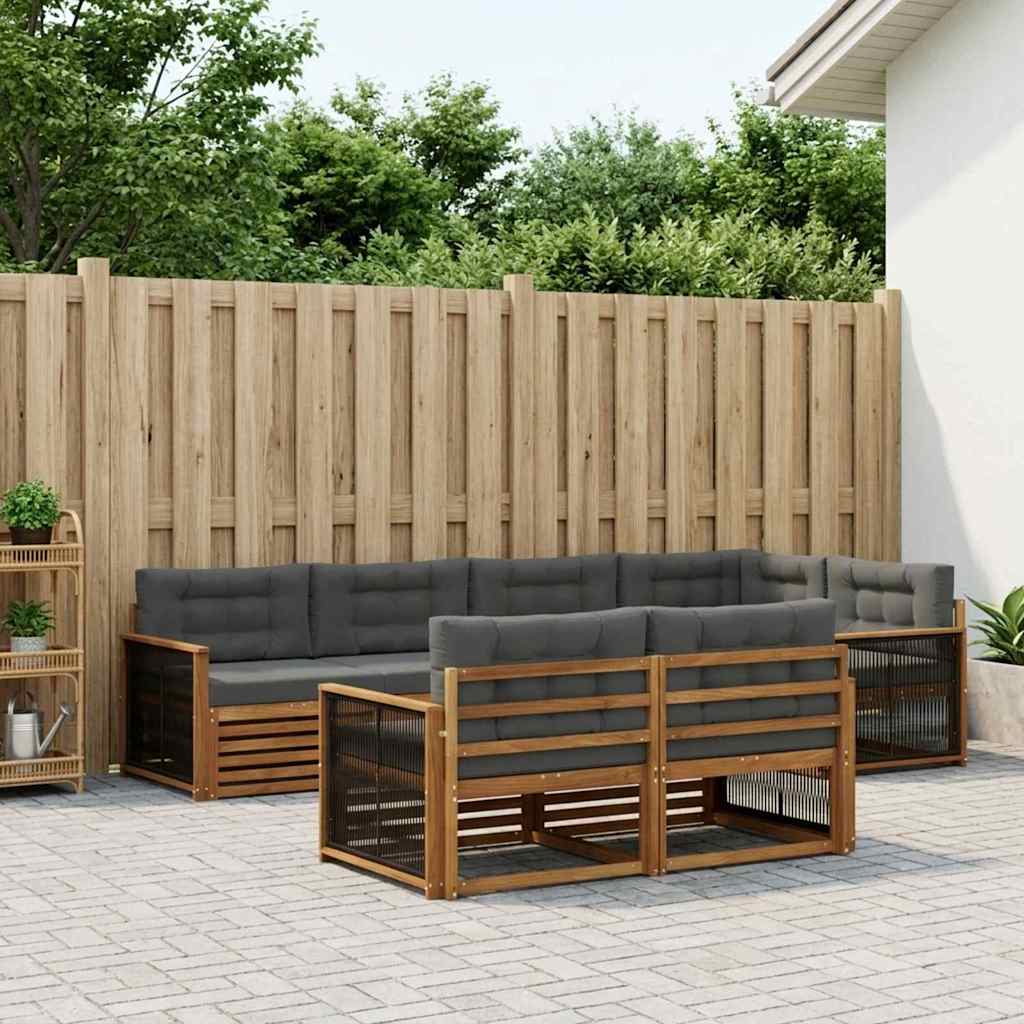 Buiten bankenset met kussen 7 pcs Natuurlijk en Antraciet is nu te koop bij PeponiXL, paradijselijk wonen!