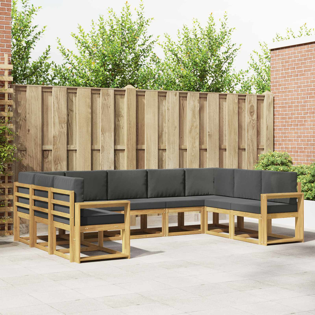 Buiten bankenset met kussen 9 pcs Wit en antracietkleurig is nu te koop bij PeponiXL, paradijselijk wonen!