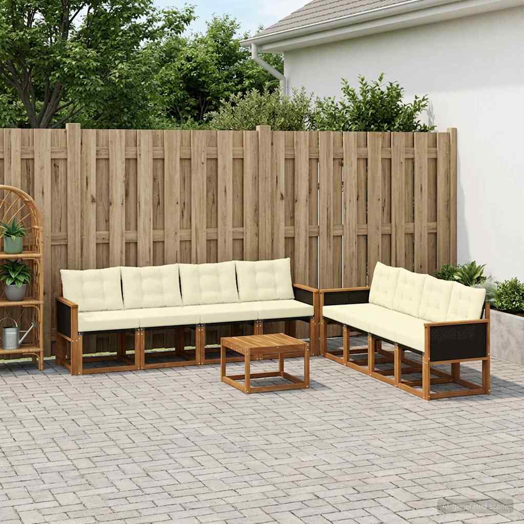 Buiten bankenset met kussen 9 pcs Natuurlijk en Crème is nu te koop bij PeponiXL, paradijselijk wonen!